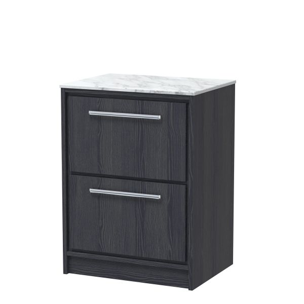600mm Floor Standing 2-Drawer Vanity with Marble Worktop - Hudson Reed LIL2233CMT Grey, Grey colour ,image 1