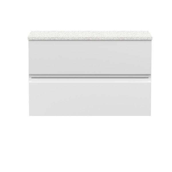 800mm Wall Hung 2-Drawer Vanity Unit & Laminate Worktop - Hudson Reed URB106LSW Satin White, White colour ,image 1