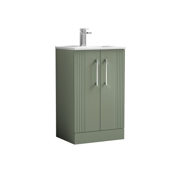 500mm Floor Standing 2 Door Vanity & Basin 2 - Nuie DPF823B Green, Green colour ,image 1