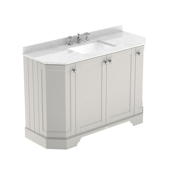 1200mm 4-Door Angled Unit & Marble Top 3TH - Hudson Reed LOF458 Timeless Sand, Grey colour ,image 1