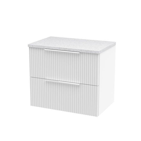 600mm Wall Hung 2 Drawer Vanity & Laminate Top - Hudson Reed DFF193LSW White, White colour ,image 1