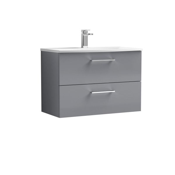 800mm Wall Hung 2 Drawer Vanity & Basin 4 - Nuie ARN2226G Grey, Grey colour ,image 1