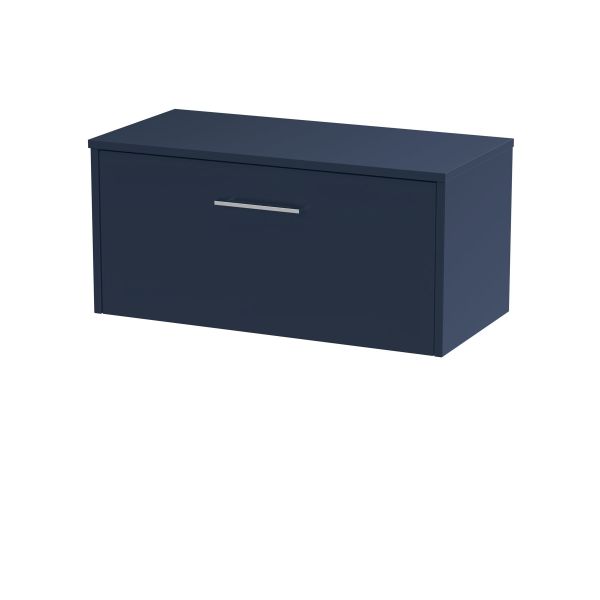 800mm Wall Hung Single Drawer Vanity & Worktop - Hudson Reed JNU2925W Blue, Blue colour ,image 1