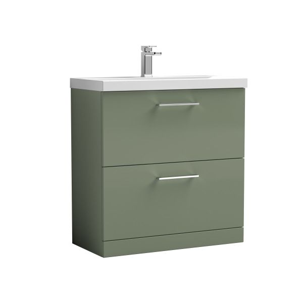 800mm Floor Standing 2 Drawer Vanity & Basin 3 - Nuie ARN835D Green, Green colour ,image 1