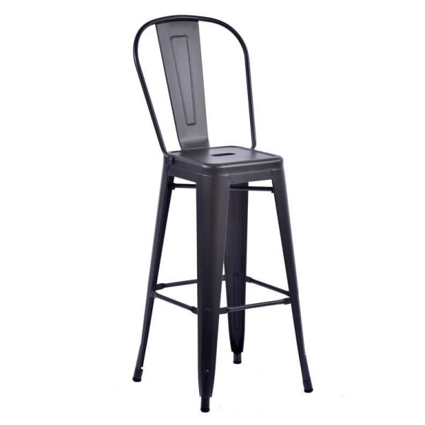 Tolix Style 850 x 450 Metal Garden High Chair - Gun Metal, Grey colour ,image 1