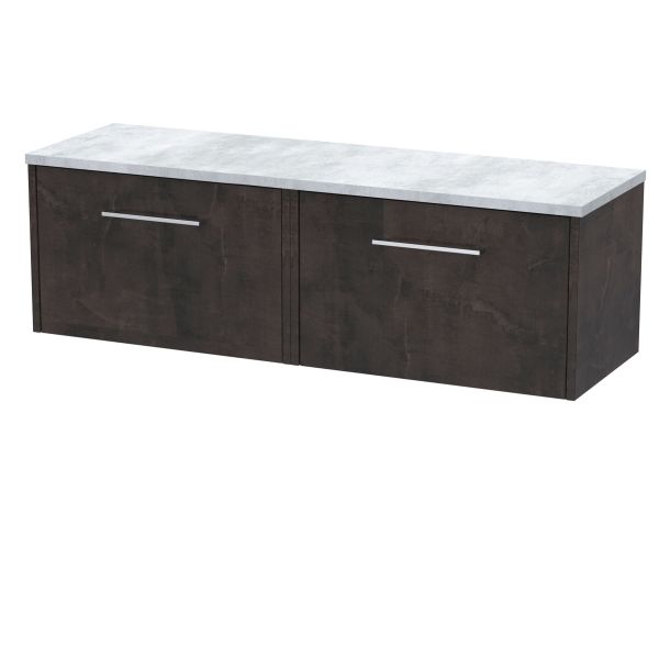 1200 Wall Hung 2-Drawer Vanity & Laminate Worktop - Hudson Reed JNU2622LBG2 Brown, Brown colour ,image 1