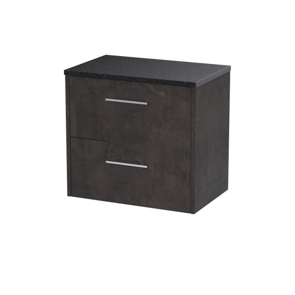 600mm Wall Hung 2 Drawer Vanity & Worktop - Hudson Reed JNU2624LSB Brown, Brown colour ,image 1