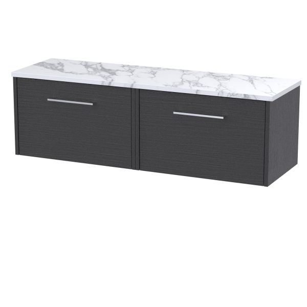 1200 Wall Hung 2-Drawer Vanity & Laminate Worktop - Hudson Reed JNU2222LCM2 Grey, Grey colour ,image 1