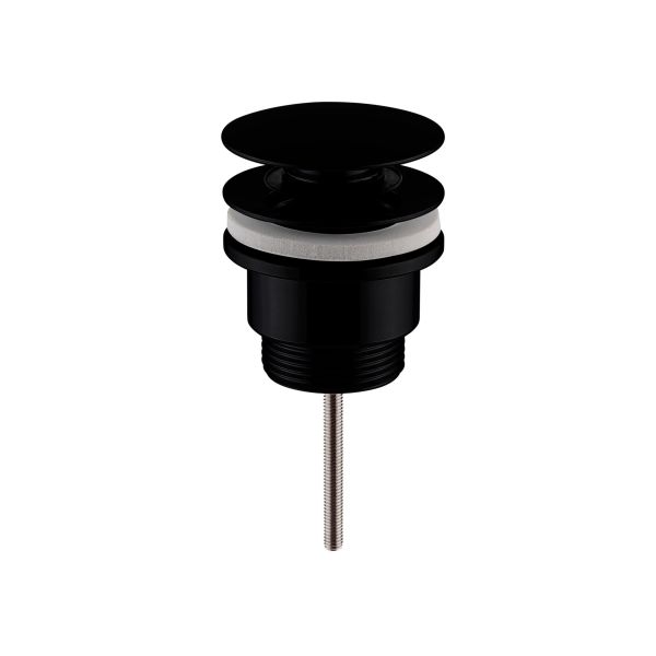 Universal Push Button Basin Waste Slotted & Un-Slotted - Hudson Reed EK410 Matt Black, Black colour ,image 1