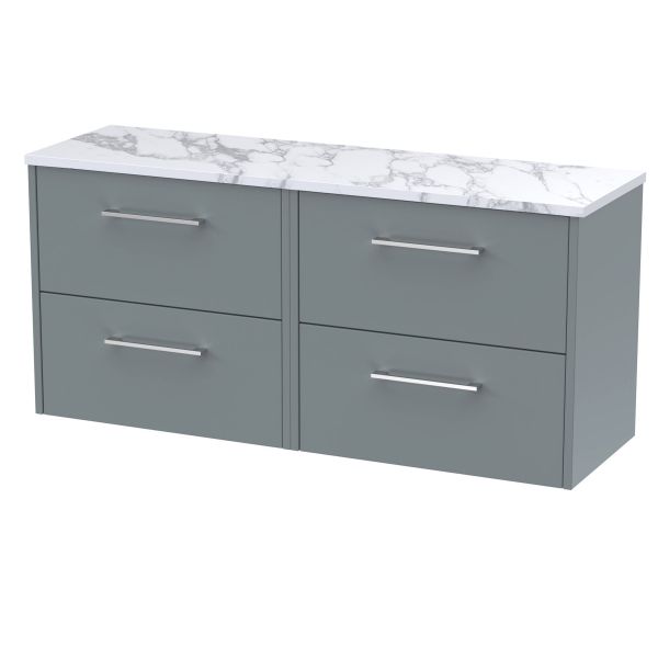 1200 Wall Hung 4-Drawer Vanity & Laminate Worktop - Hudson Reed JNU2324LCM2 Grey, Grey colour ,image 1