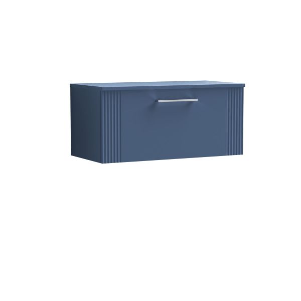 800mm Wall Hung Single Drawer Vanity & Worktop - Nuie DPF396W Blue, Blue colour ,image 1