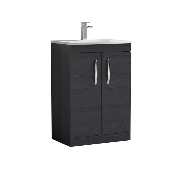 600mm Floor Standing Vanity With Basin 4 - Nuie ATH026G Charcoal Black, Hacienda Black colour ,image 1