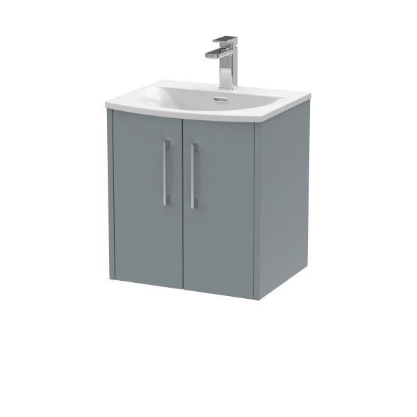 500mm Wall Hung 2 Door Vanity & Basin 4 - Hudson Reed JNU2321G Grey, Grey colour ,image 1