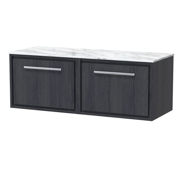 1200mm Wall Hung Single Drawer Vanity with Marble Worktop - Hudson Reed LIL2222CMT2 Grey, Grey colour ,image 1