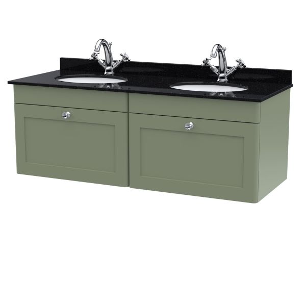 1200mm Wall Hung 2 Drawer Vanity & Marble Top - Nuie CLC894BR2 Green, Green colour ,image 1