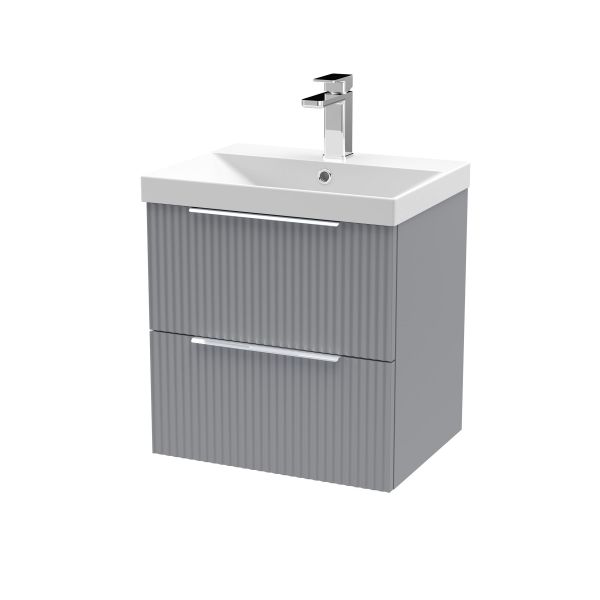 500mm Wall Hung 2 Drawer Vanity & Basin 3 - Hudson Reed DFF292D Grey, Grey colour ,image 1