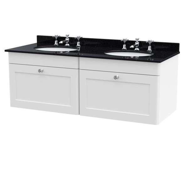 1200mm Wall Hung 2 Drawer Vanity & Marble Top - Nuie CLC194BR6 White, White colour ,image 1