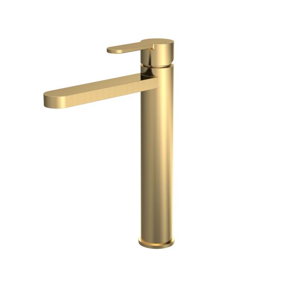 High-Rise Mono Basin Mixer (No Waste) - Nuie ARV870 Brushed Brass, Brass colour ,image 1