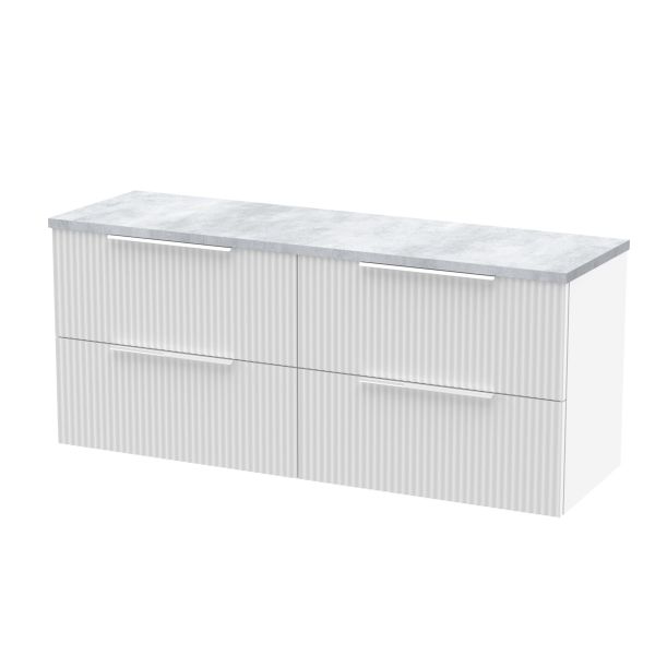 1200 Wall Hung 4-Drawer Vanity & Laminate Worktop - Hudson Reed DFF193LBG2 White, White colour ,image 1