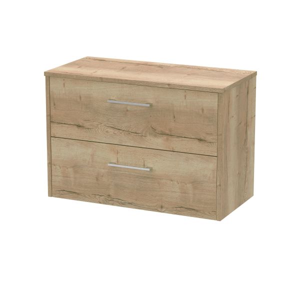 800mm Wall Hung 2 Drawer Vanity & Worktop - Hudson Reed JNU1826W Oak, Oak colour ,image 1