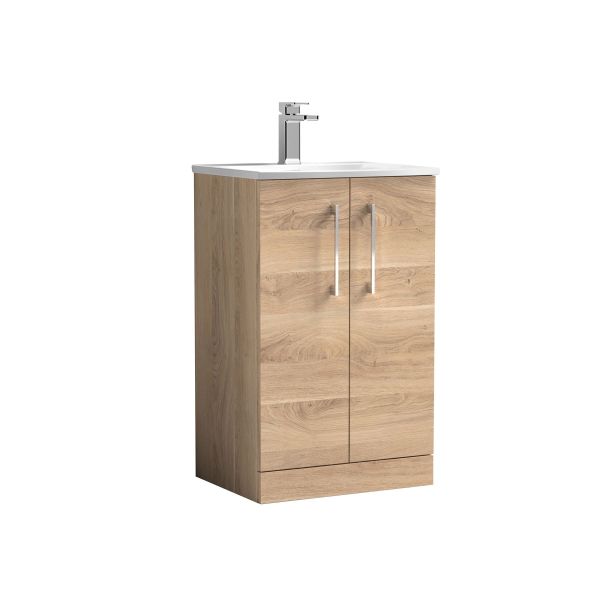 500mm Floor Standing 2-Door Vanity & Basin 4 - Nuie ARN3001G Oak, Oak colour ,image 1