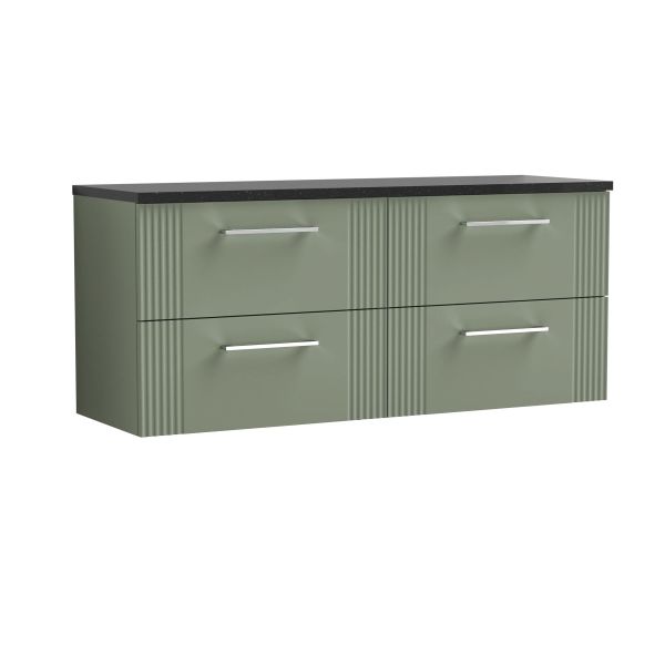 1200 Wall Hung 4-Drawer Vanity & Laminate Worktop - Nuie DPF893LSB2 Green, Green colour ,image 1