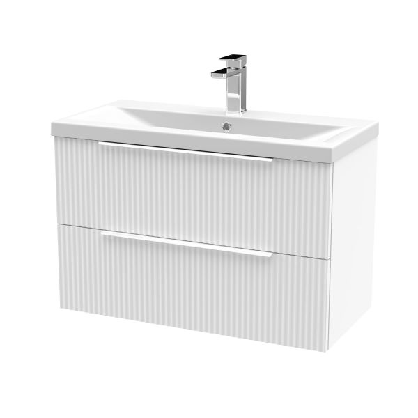 800mm Wall Hung 2 Drawer Vanity & Basin 1 - Hudson Reed DFF195A White, White colour ,image 1