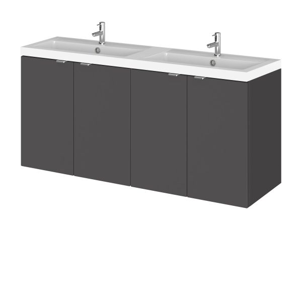 1200mm Vanity Unit & Double Basin - Hudson Reed CBI933 Gloss Grey, Grey colour ,image 1