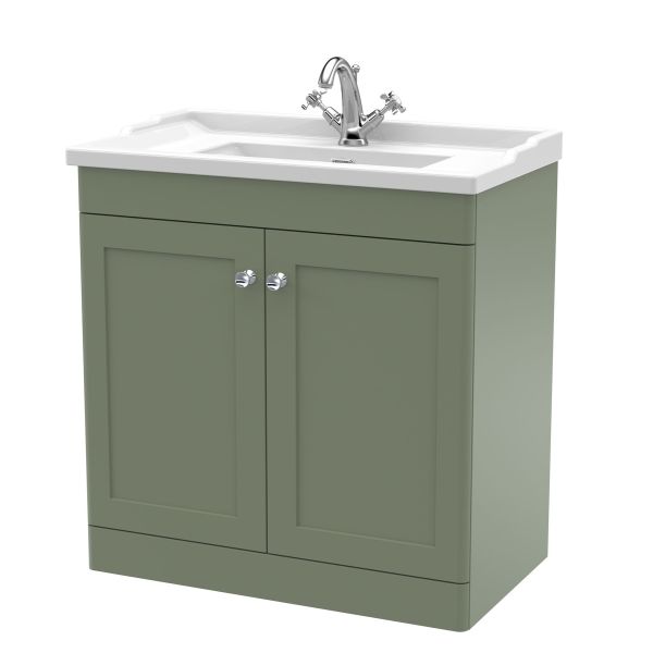 800mm Floor Standing 2 Door Vanity & Basin 1TH - Nuie CLC826F Green, Green colour ,image 1