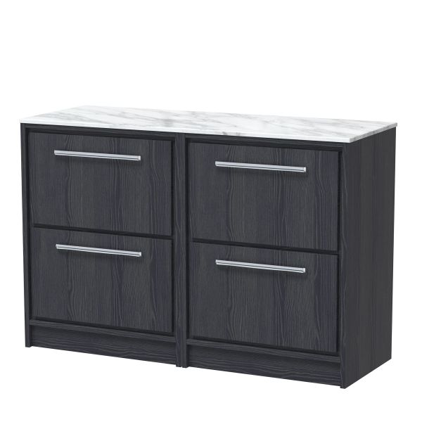1200mm Floor Standing 4-Drawer Vanity with Marble Worktop - Hudson Reed LIL2233CMT2 Grey, Grey colour ,image 1