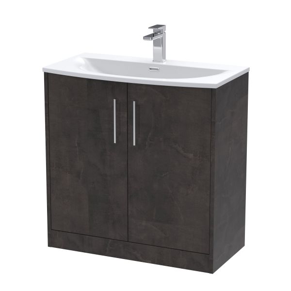 800mm Floor Standing 2 Door Vanity & Basin 4 - Hudson Reed JNU2605G Brown, Brown colour ,image 1