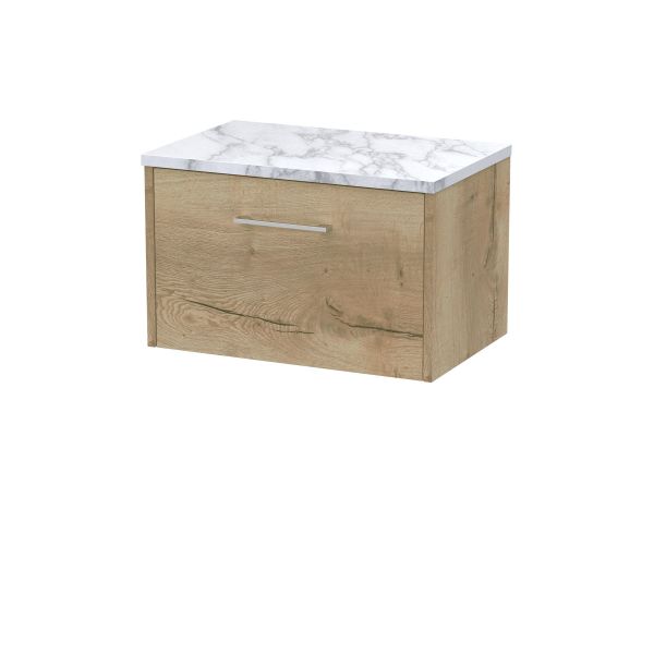 600 Wall Hung Single Drawer Vanity & Laminate Worktop - Hudson Reed JNU1822LCM Oak, Oak colour ,image 1