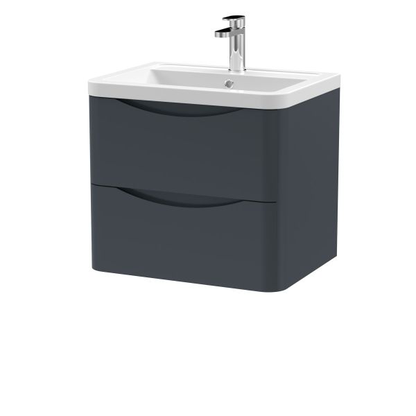 800mm Floor Standing 2 Drawer Vanity & Ceramic Basin - Nuie LUN103A White, White colour ,image 1