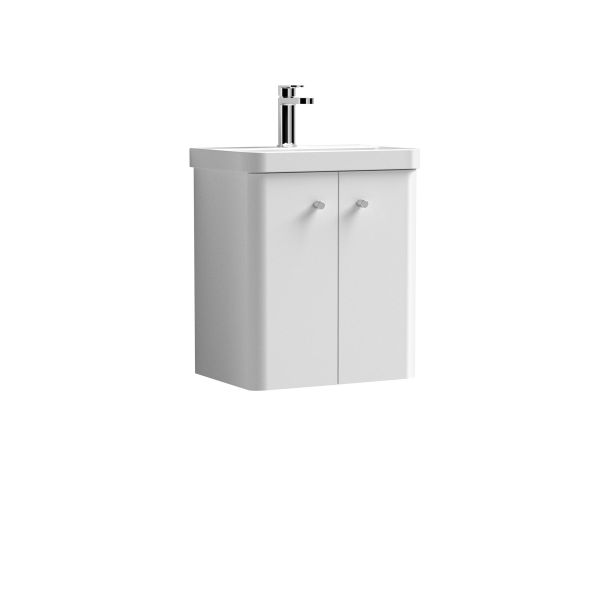 500mm Wall Hung 2-Door Vanity & Basin - Nuie COR103 Gloss White, White colour ,image 1