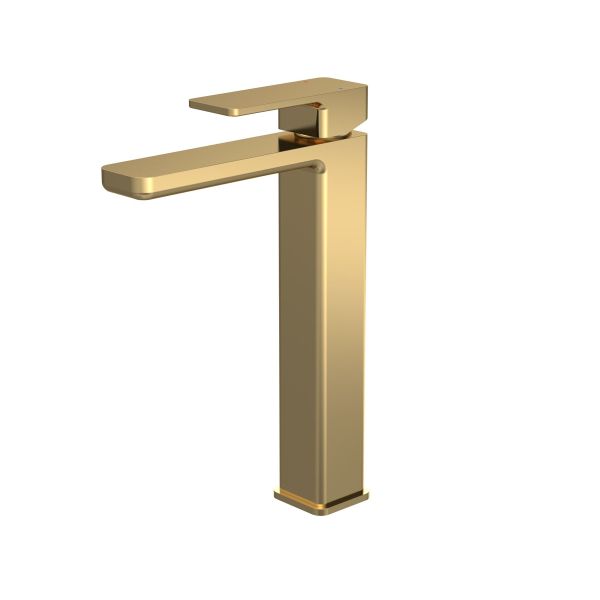 High-Rise Mono Basin Mixer (No Waste) - Nuie WIN870 Brushed Brass, Brass colour ,image 1