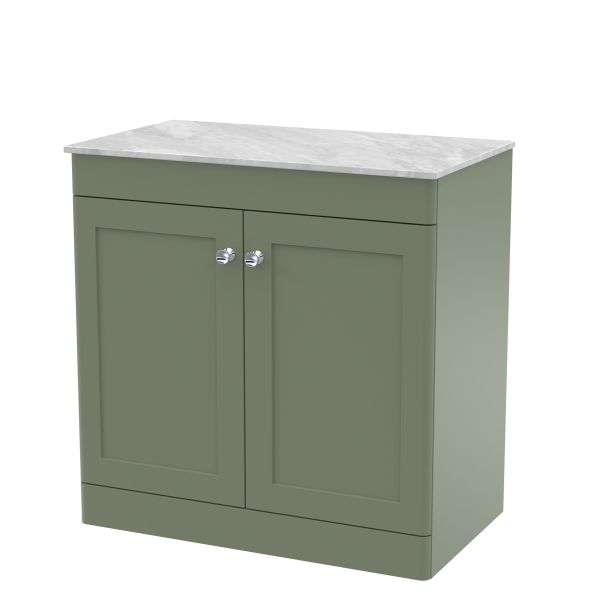 800mm Floor Standing 2-Door Vanity with Marble Top - Nuie CLC826GMT Green, Green colour ,image 1