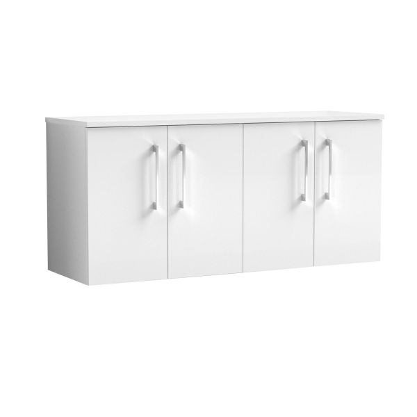 1200mm Wall Hung 4 Door Vanity & Worktop - Nuie ARN123W2 White, White colour ,image 1