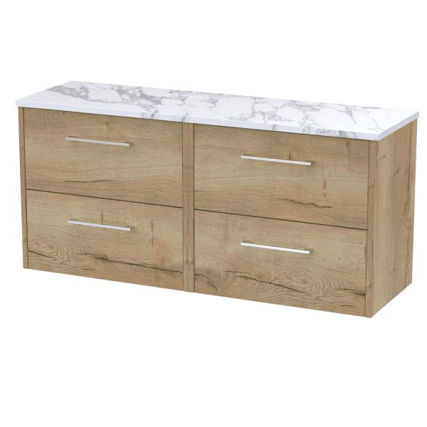 1200 Wall Hung 4-Drawer Vanity & Laminate Worktop - Hudson Reed JNU1824LCM2 Oak, Oak colour ,image 1