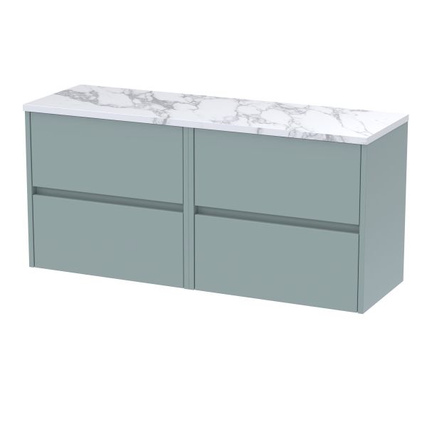 1200mm Wall Hung 4-Drawer Unit & Laminate Worktop - Nuie HAV2304LCM2 Grey, Grey colour ,image 1