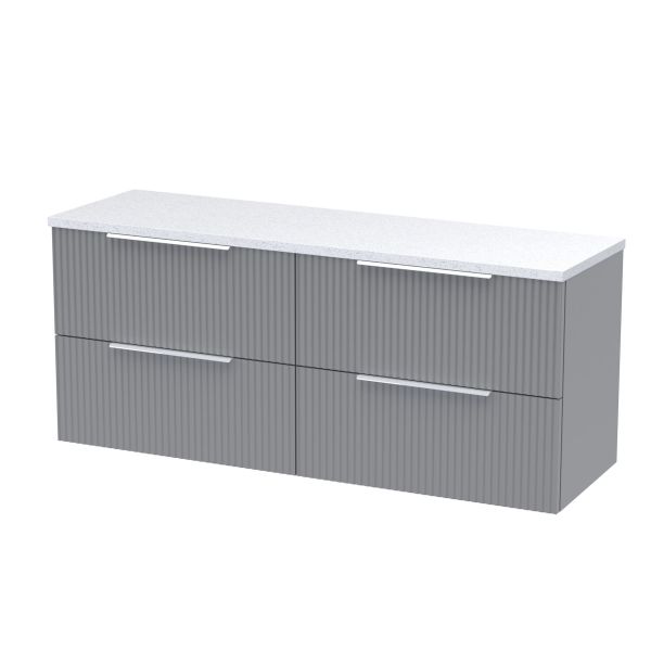 1200 Wall Hung 4-Drawer Vanity & Laminate Worktop - Hudson Reed DFF293LSW2 Grey, Grey colour ,image 1