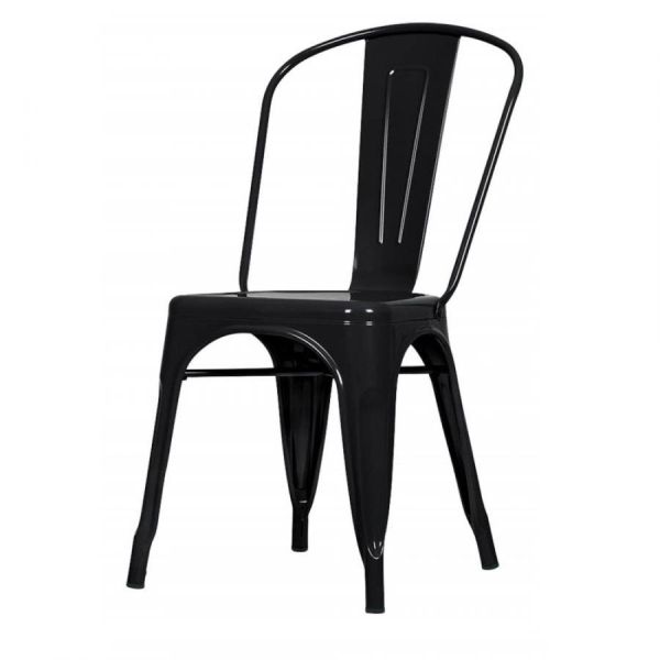 Tolix Style 850 x 450 Metal Garden Chair - Black, Black colour ,image 1