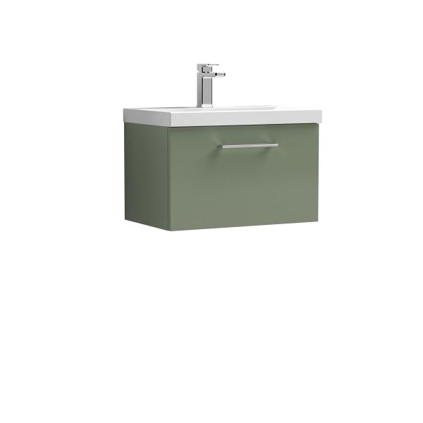 600mm Wall Hung 1 Drawer Vanity & Basin 1 - Nuie ARN822A Green, Green colour ,image 1