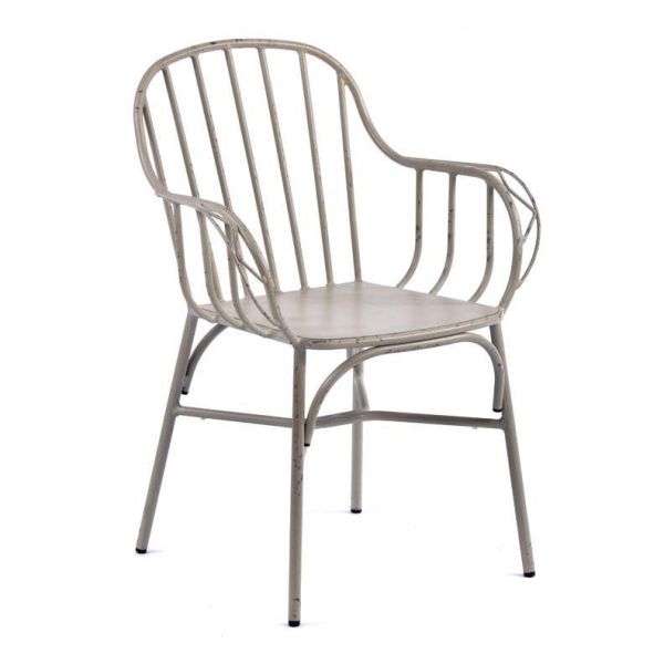 Cellini 860 x 600 Metal Arm Chair - Vintage White, White colour ,image 1