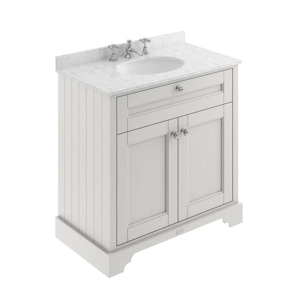 800mm Cabinet & Marble Top (3TH) - Hudson Reed LOF432 Timeless Sand, Grey colour ,image 1