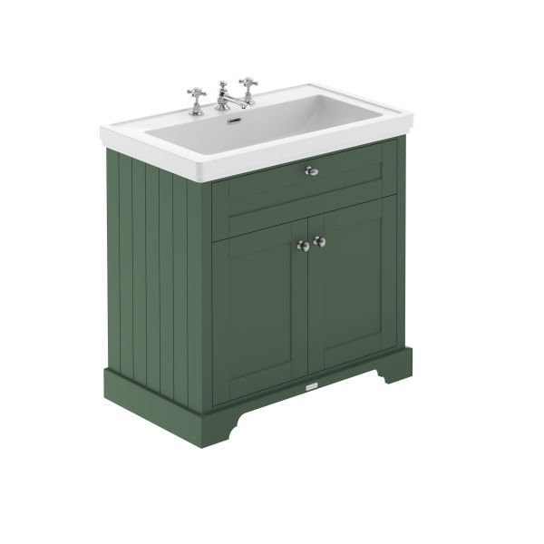 800mm 2-Door Vanity & Classic Basin 3TH - Hudson Reed LOF836 Green, Green colour ,image 1