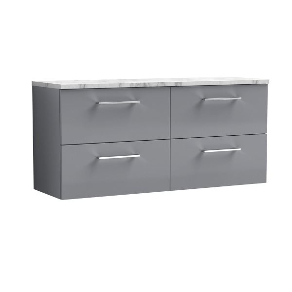 1200mm Wall Hung 4-Drawer Vanity & Laminate Worktop - Nuie ARN2224LCM2 Grey, Grey colour ,image 1