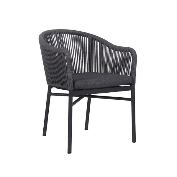 Fleet 760 x 560Rope Arm Chair Grey - Full Back With Solid Seat & Cushion - Grey, Grey colour ,image 1