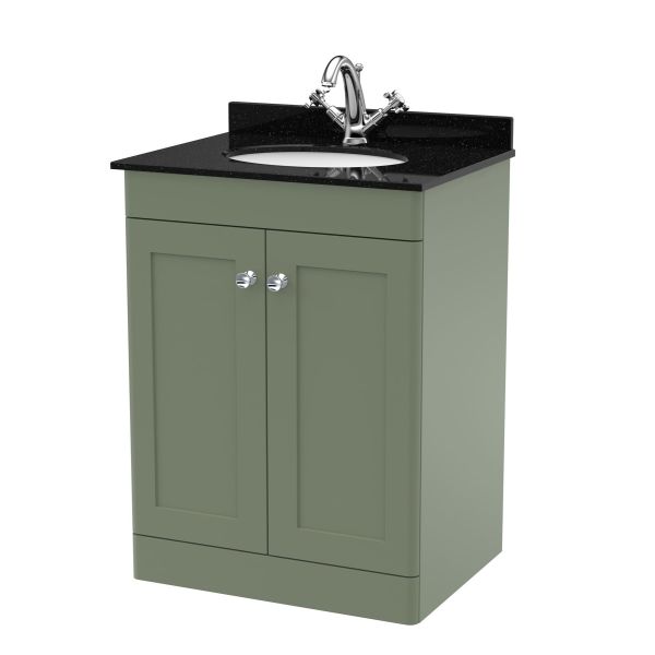 600mm Floor Standing 2 Door Vanity & Marble Top 1TH - Nuie CLC825BR1 Green, Green colour ,image 1