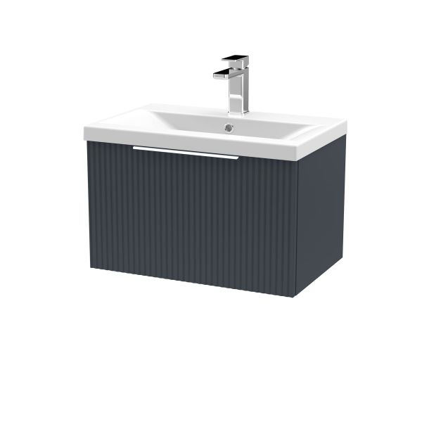 600mm Wall Hung Single Drawer Vanity & Basin 1 - Hudson Reed DFF1494A Black, Black colour ,image 1
