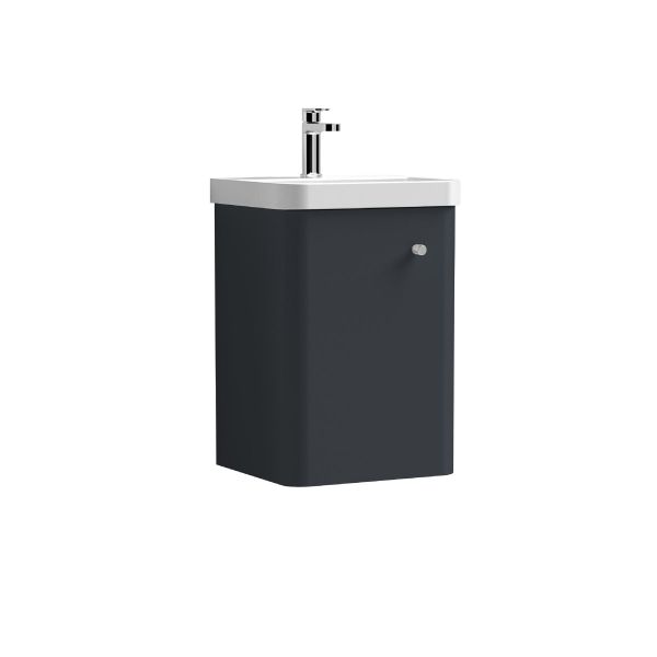 400mm Wall Hung 1 Door Unit & Basin - Nuie COR1401 Black, Black colour ,image 1